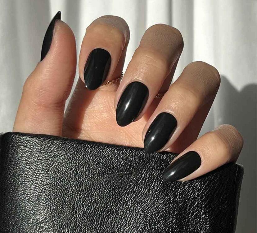 Black Gloss Short Almond - doobysnailsltd