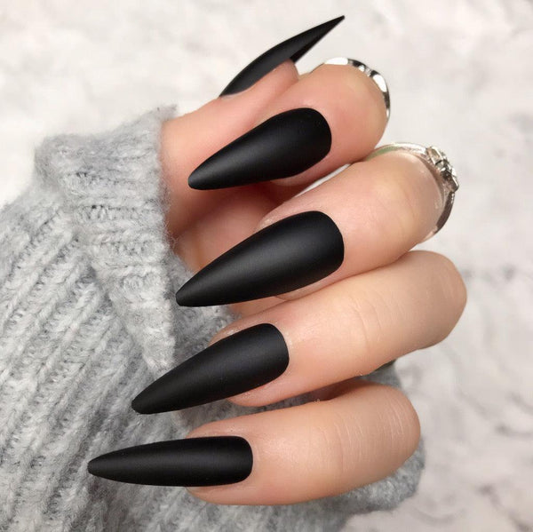 Black Matte Midi Stiletto - doobysnailsltd