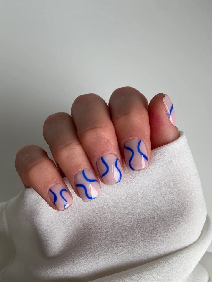 Blue Swirl Mix Short Round - doobysnailsltd