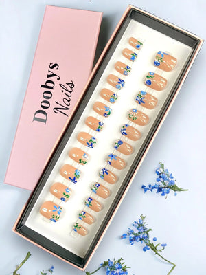 Blue Wild Flowers Short Square - doobysnailsltd
