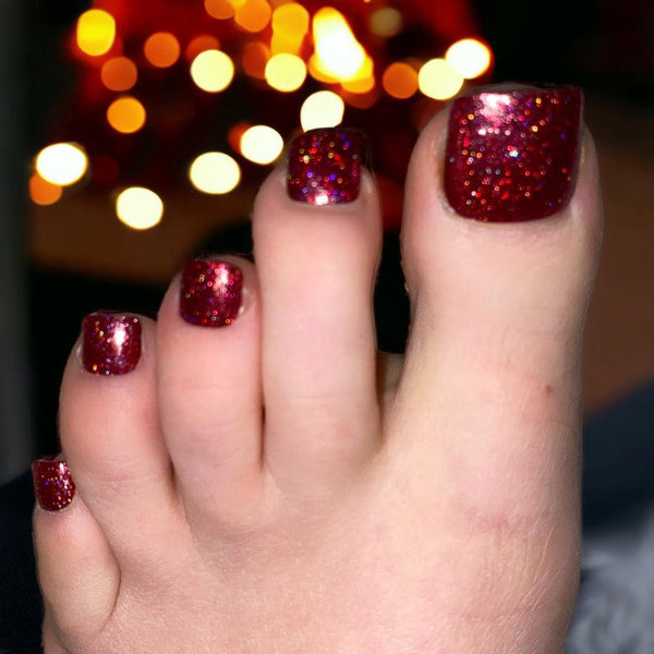 Cherry Foil Glitter Toes - doobysnailsltd