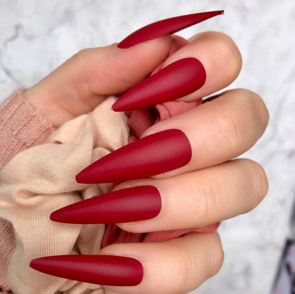 Cherry Matte Super Stiletto - doobysnailsltd