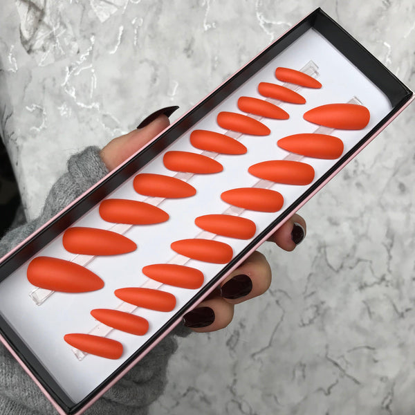 Clearance! Orange Matte Long Stiletto - doobysnailsltd