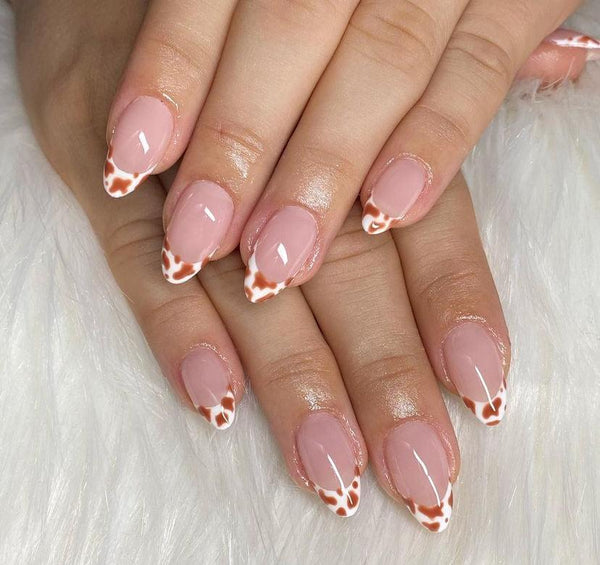 Cow Print French Short Almond - doobysnailsltd