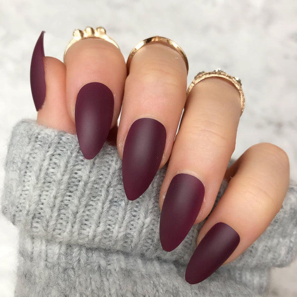 DARK RED Matte Almond - doobysnailsltd