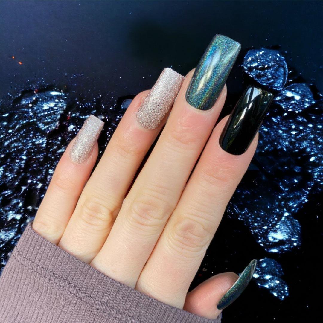 Block Rectangle Nails Darkness Block Long Square - Press on nails - Next Day Delivery ...