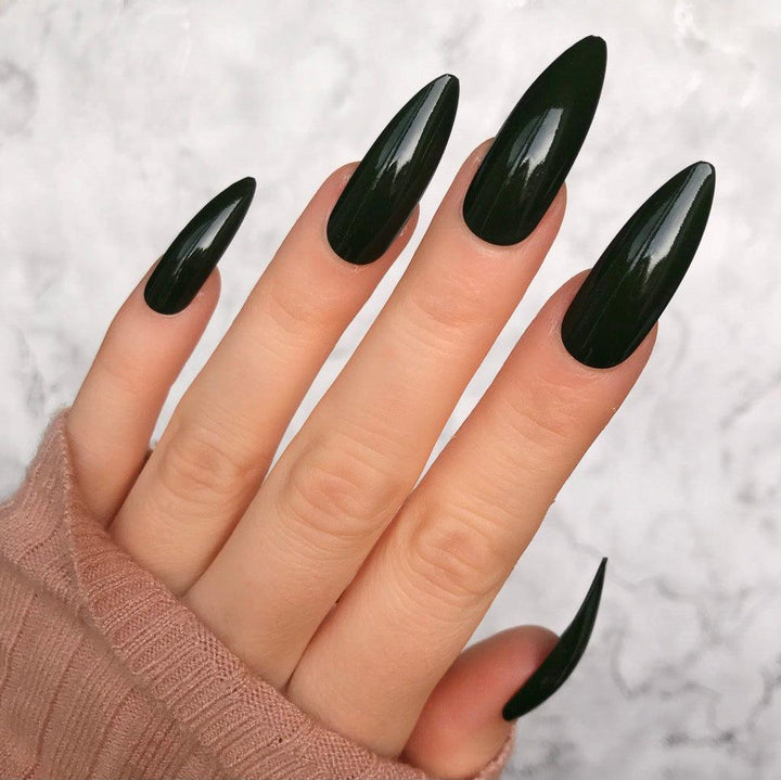 Deep Green Gloss Long Stiletto - doobysnailsltd