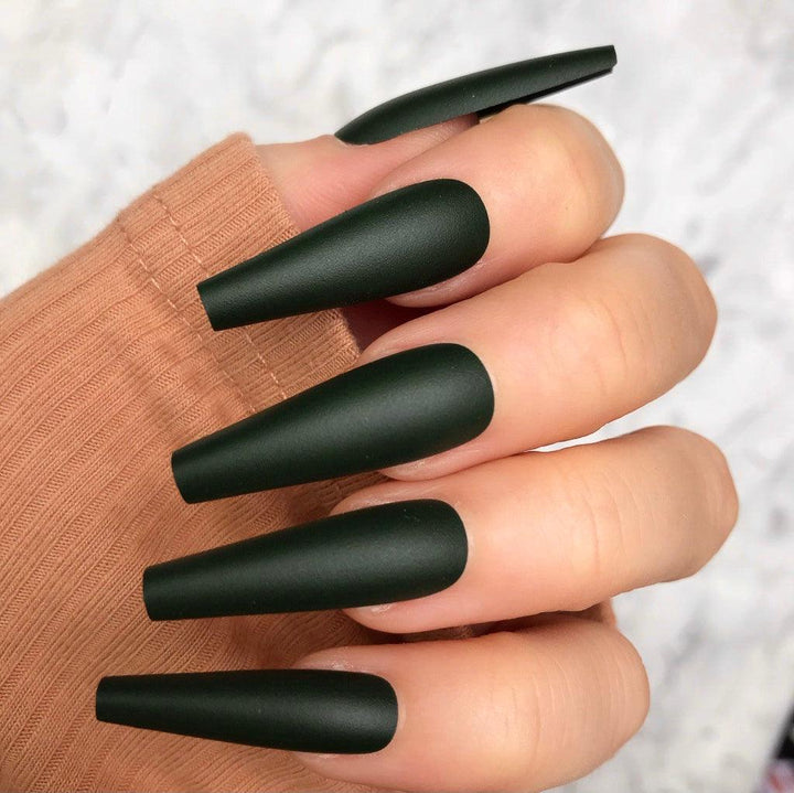 Deep Green Matte Extra Coffin - doobysnailsltd