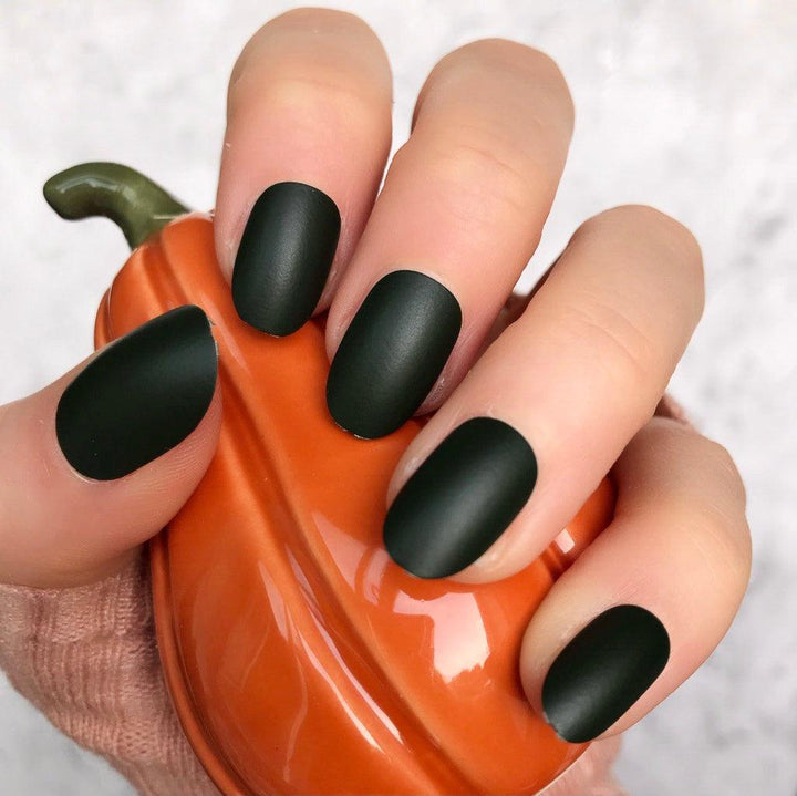 Deep Green Matte Short Oval - doobysnailsltd