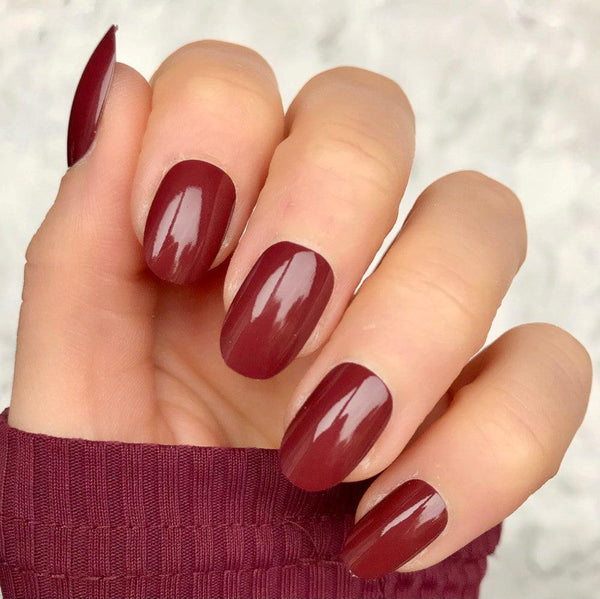 Deep Red Gloss Short Oval - doobysnailsltd