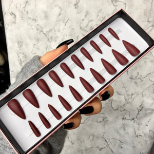 Deep Red Matte Midi Stiletto - doobysnailsltd