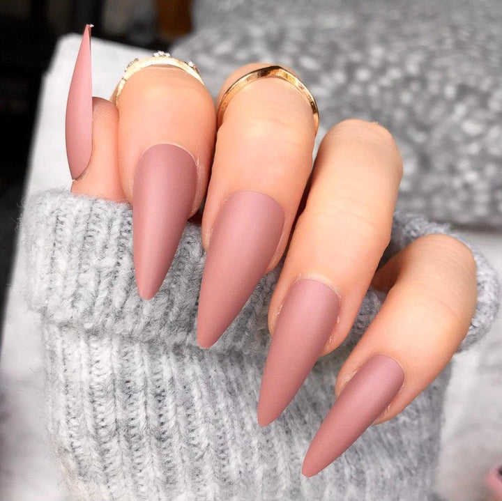 Deep Rose Matte Midi Stiletto - doobysnailsltd