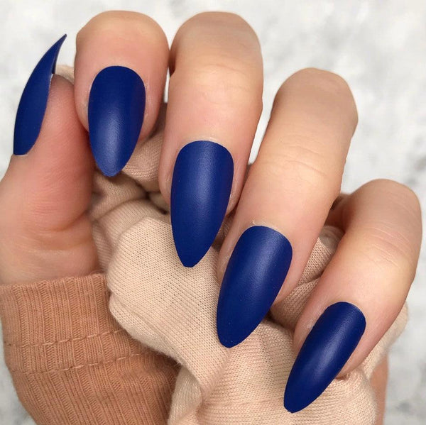 Electric Blue Matte Almond - doobysnailsltd