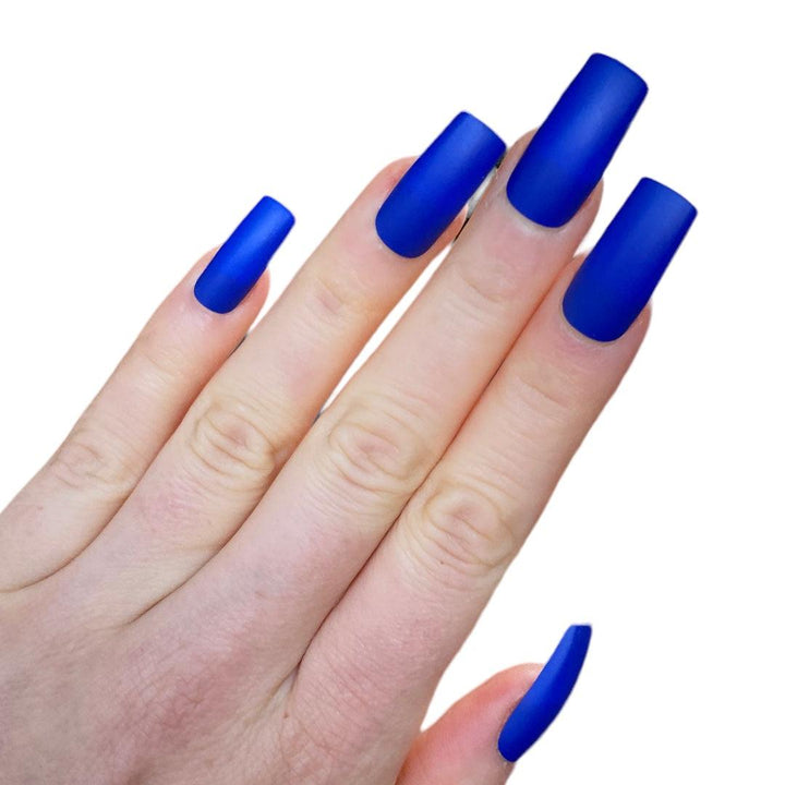 Electric Blue Matte Long Square - doobysnailsltd