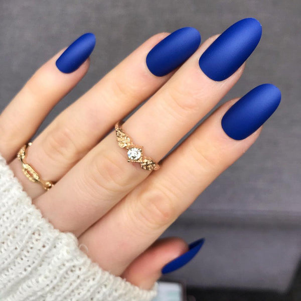 Electric Blue Matte Oval - doobysnailsltd