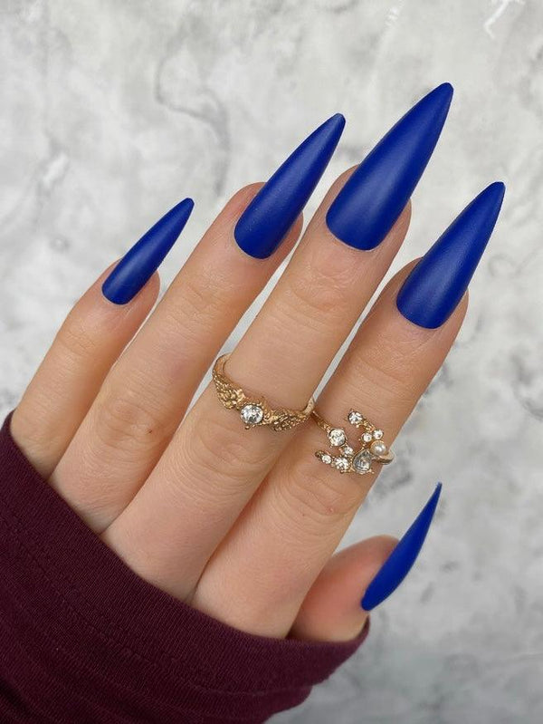 Electric Blue Matte Super Stiletto - doobysnailsltd