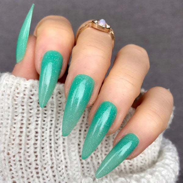 Glitter Mint Midi Stiletto - doobysnailsltd