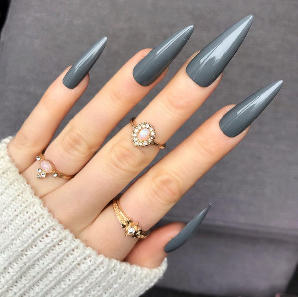 Grey Gloss Super Stiletto - doobysnailsltd