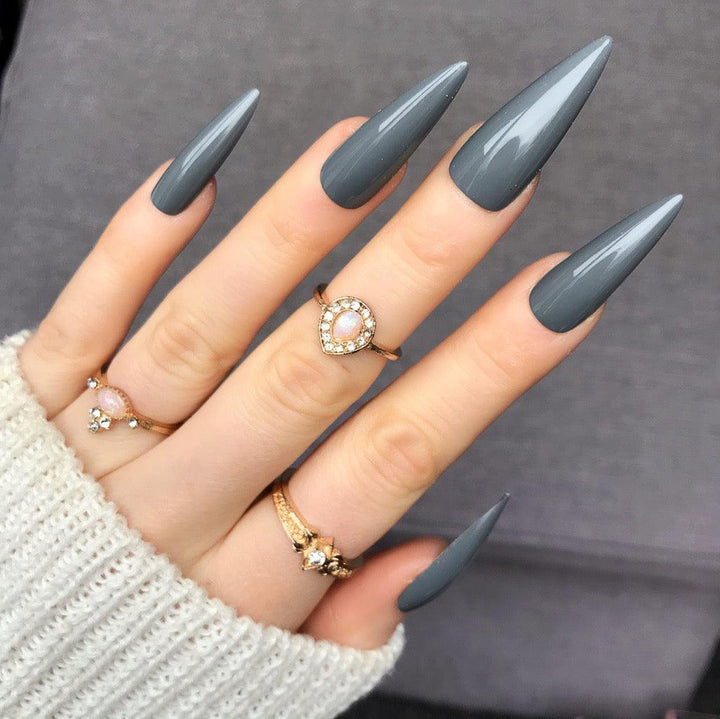 Grey Gloss Super Stiletto - doobysnailsltd