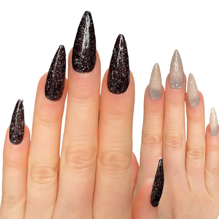 Heat Change Black Glitter Midi Stiletto - doobysnailsltd