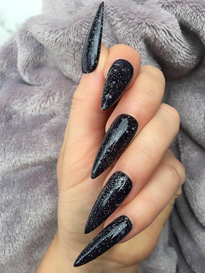 Heat Change Black Glitter Super Stiletto - doobysnailsltd