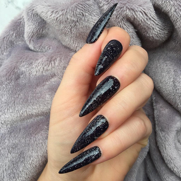 Heat Change Black Glitter Super Stiletto - doobysnailsltd