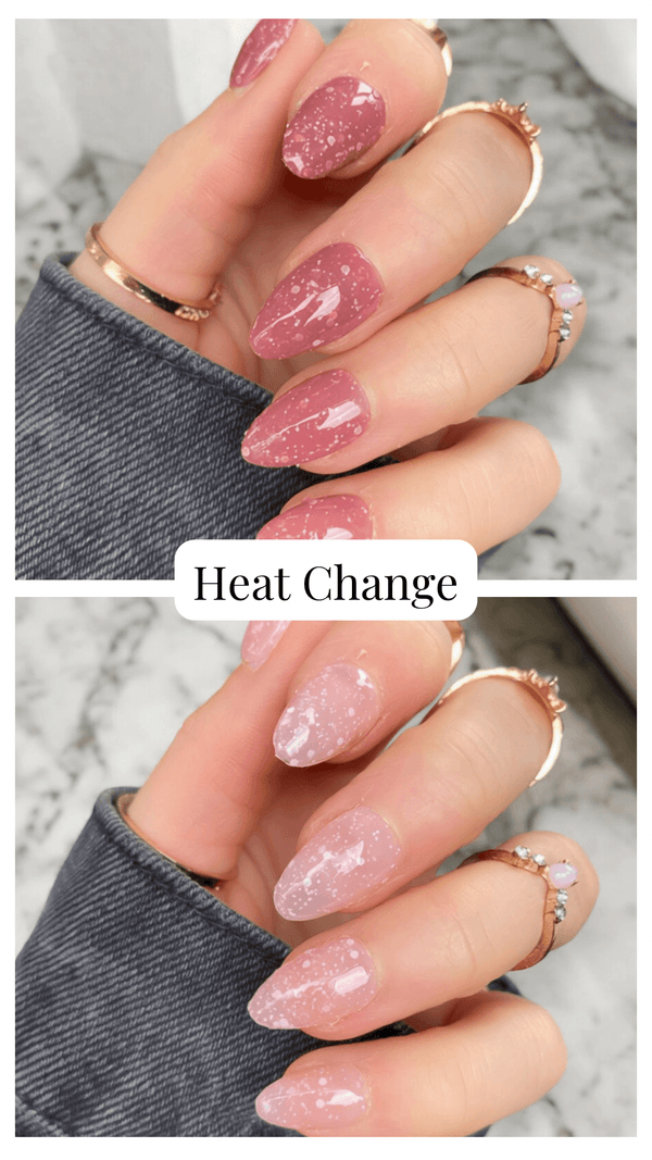 Heat Change Blush Glitter Short Almond - doobysnailsltd