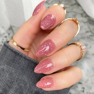 Heat Change Blush Glitter Short Almond - doobysnailsltd