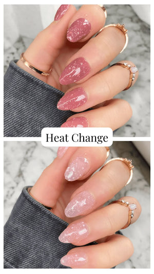 Heat Change Blush Glitter Short Almond - doobysnailsltd