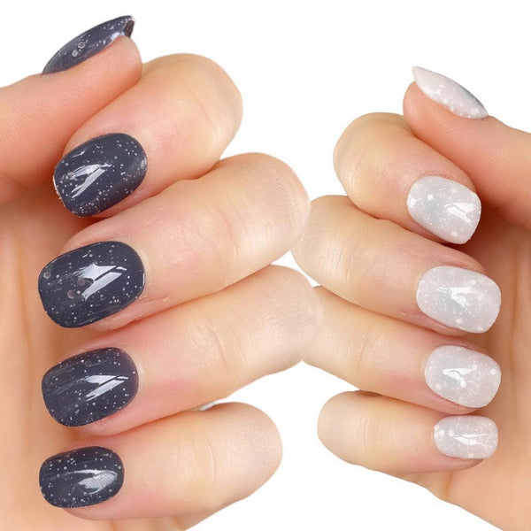 Heat Change Glitter Grey Short Round - doobysnailsltd