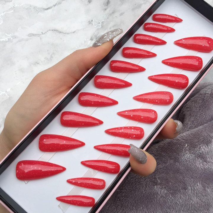Heat Change Red Glitter Super Stiletto - doobysnailsltd