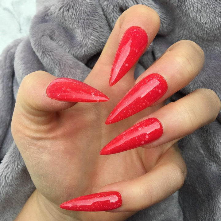 Heat Change Red Glitter Super Stiletto - doobysnailsltd