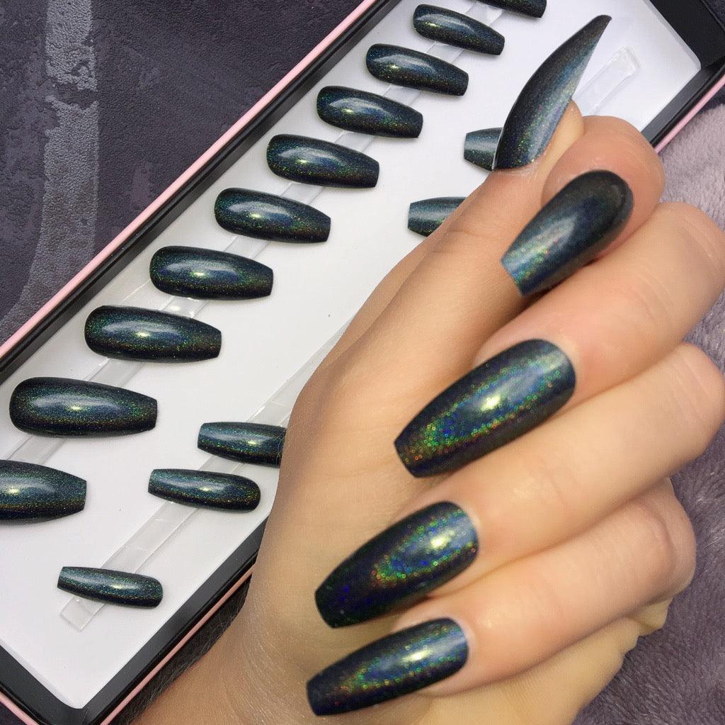 ombre black holographic nails - Google Search | Matte stiletto nails,  Stiletto nails designs, Trendy nail art designs
