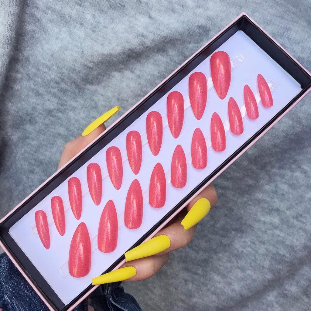 Holographic Coral Long Stiletto - doobysnailsltd