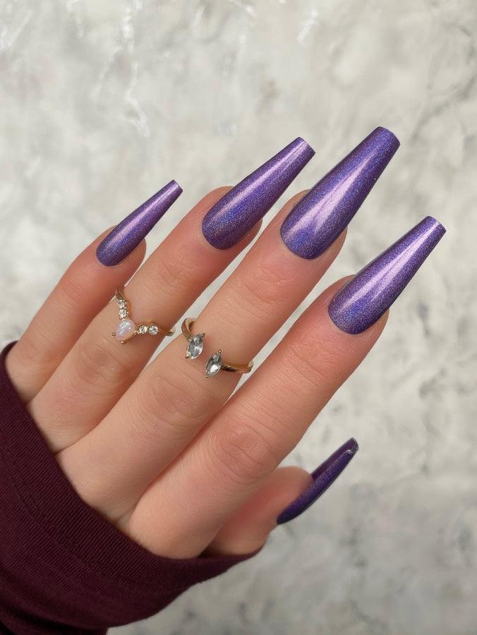 Holographic Purple Extra Coffin - doobysnailsltd