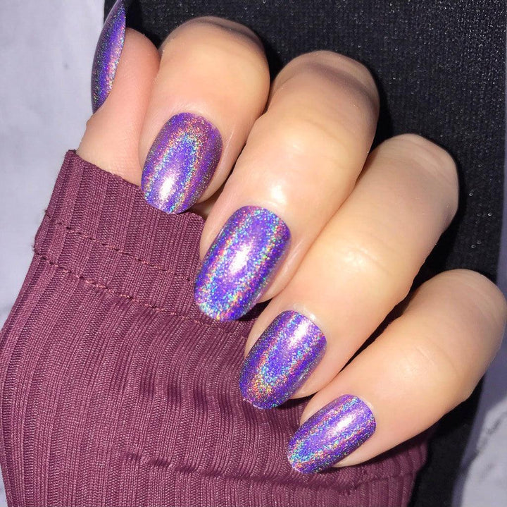 Holographic Purple Short Oval - doobysnailsltd