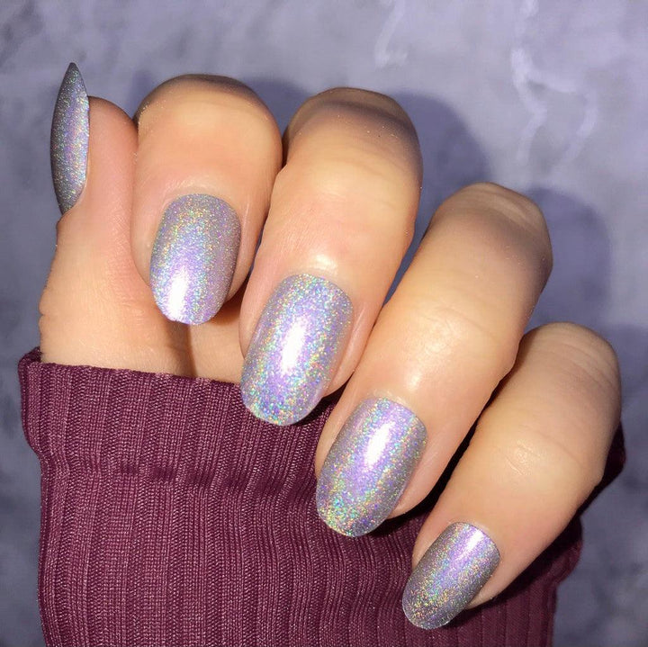 Holographic Silver Short Oval - doobysnailsltd