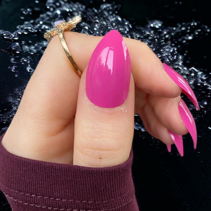 Hot Pink Gloss Almond - doobysnailsltd