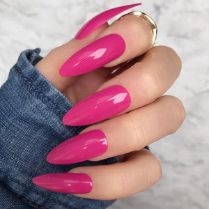 Hot Pink Gloss Long Stiletto - doobysnailsltd