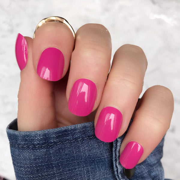 Hot Pink Gloss Short Round - doobysnailsltd