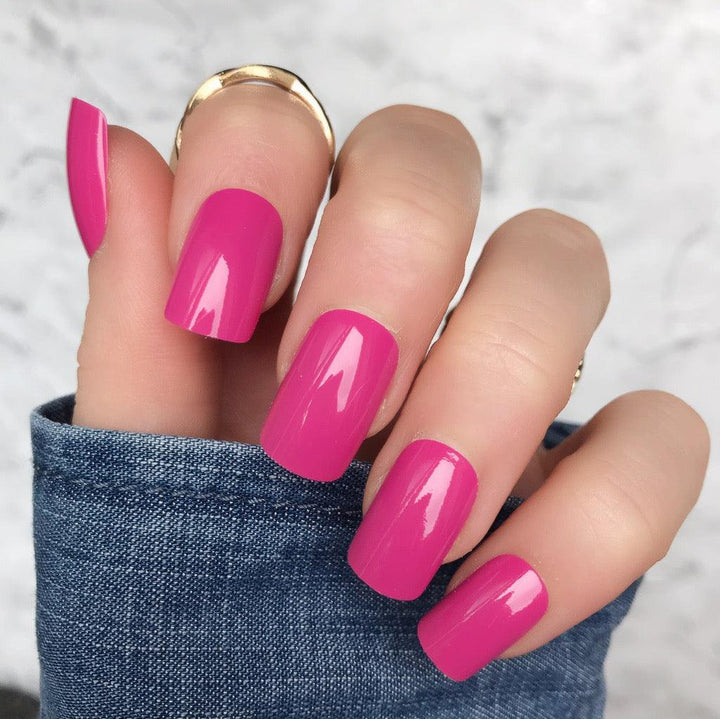 Hot Pink Gloss Short Square - doobysnailsltd