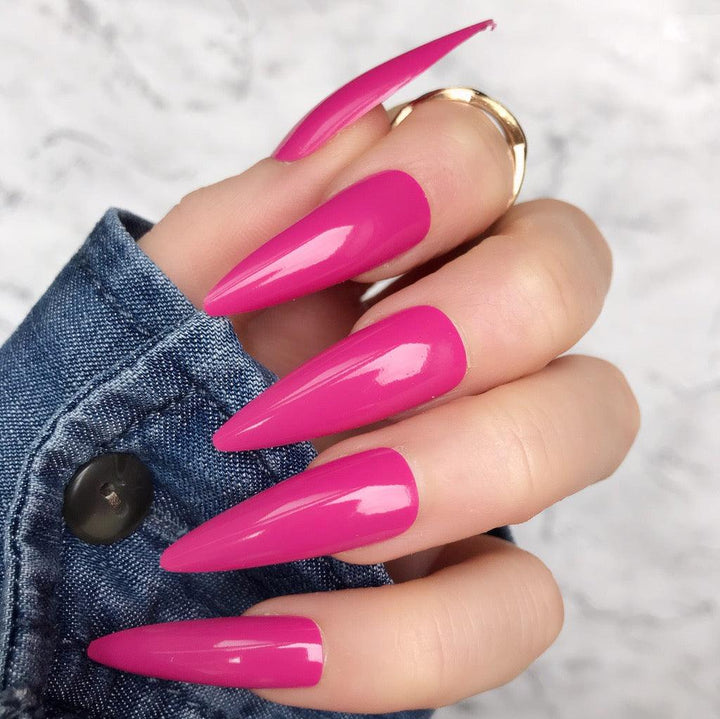 Hot Pink Gloss Super Stiletto - doobysnailsltd