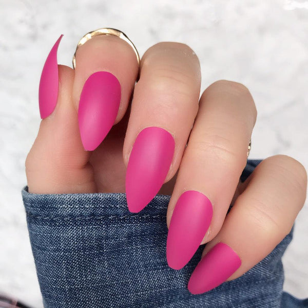 Hot Pink Matte Almond - doobysnailsltd