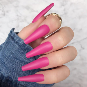 Hot Pink Matte Extra Coffin - doobysnailsltd