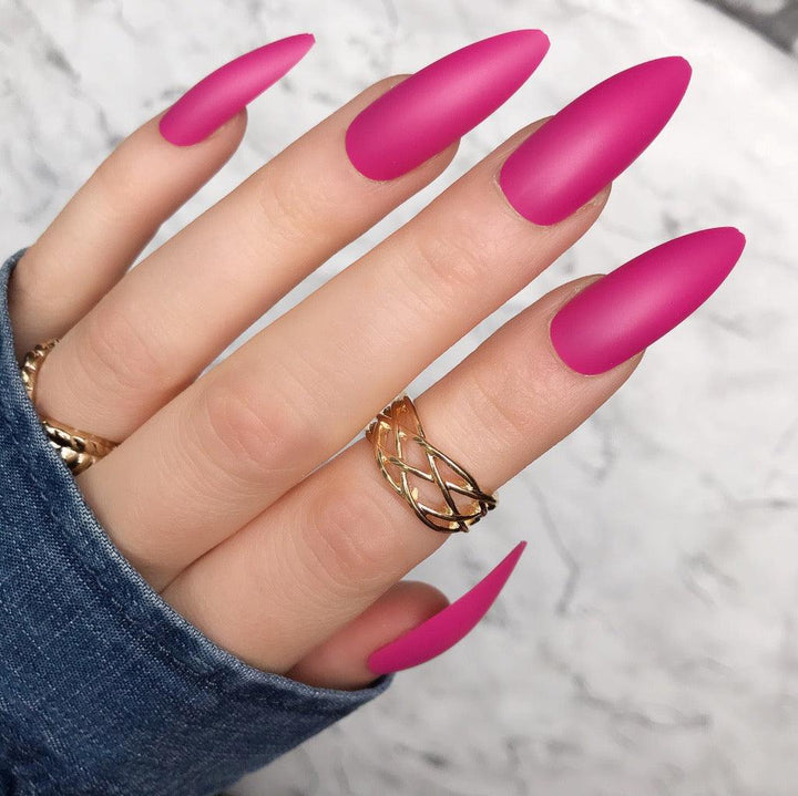 Hot Pink Matte Long Stiletto - doobysnailsltd