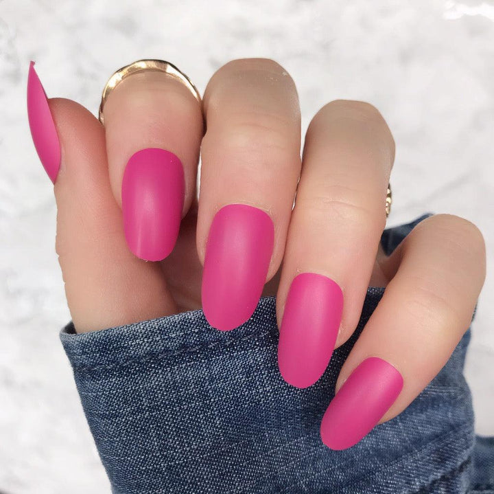 Hot Pink Matte Oval - doobysnailsltd