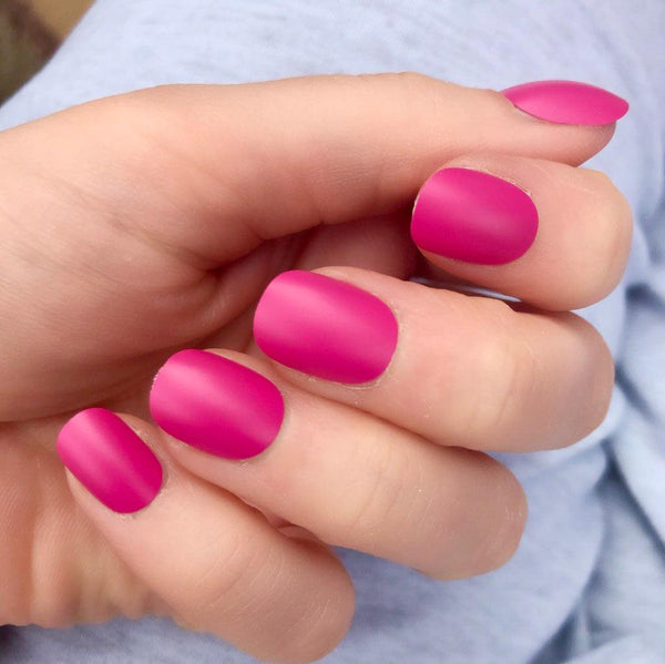 Hot Pink Matte Short Round - doobysnailsltd