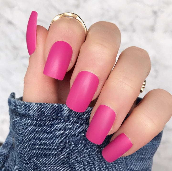 Hot Pink Matte Short Square - doobysnailsltd