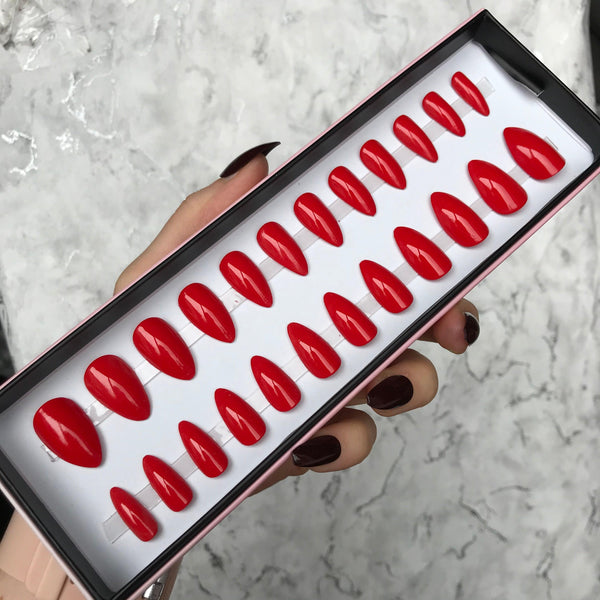 Hot Red Gloss Almond - doobysnailsltd