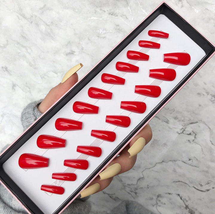 Hot Red Gloss Midi Coffin - doobysnailsltd